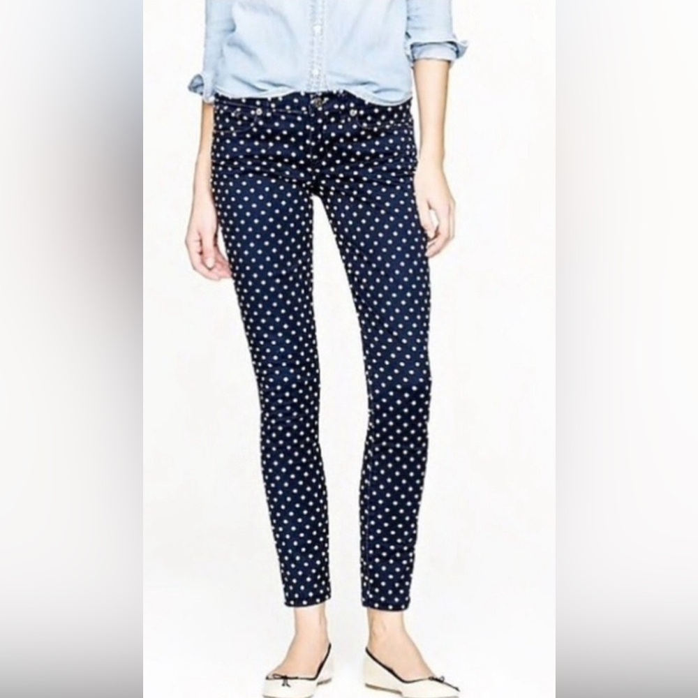 JCrew Toothpick Cords | Navy w/ White polka dots | Size 29